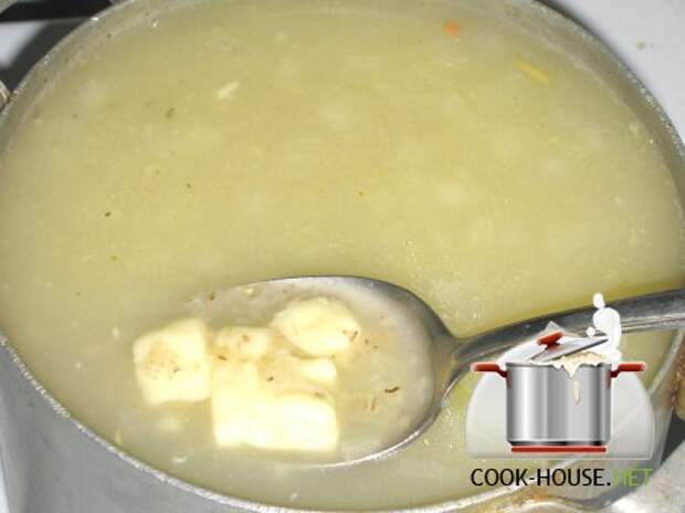 Сырный суп с пшеничной крупой