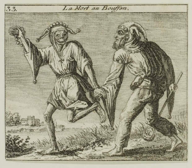 Неизвестный гравёр, «Аллегорические изображения смерти. Смерть шуту»