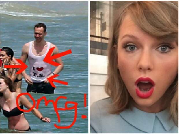 You've probably seen the latest photos of Taylor Swift and Tom Hiddleston, in which he is wearing a T-shirt that reads "I ❤️ T.S.", as well as a temporary heart-shaped tattoo with the letter "T" in the centre.