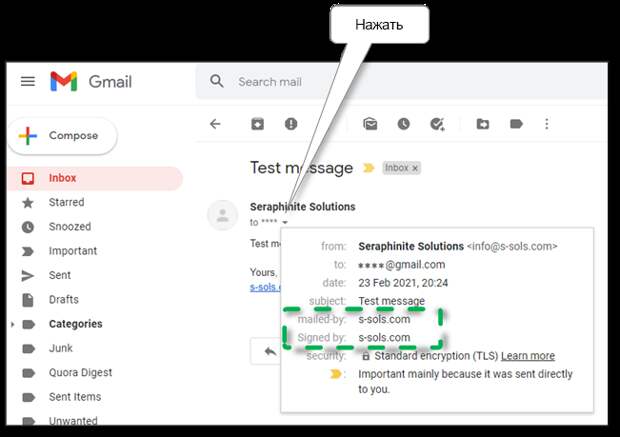 Gmail web message details