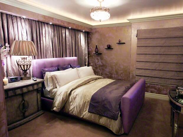 Дизайн комнаты в фиолетово - серых тонах станет прекрасной альтернативой обычным скучным цветам.