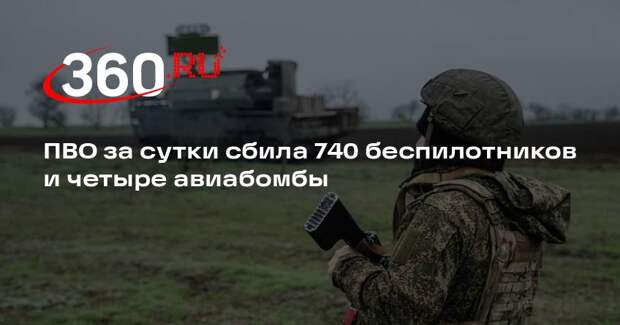 ПВО за сутки сбила 740 беспилотников и четыре авиабомбы