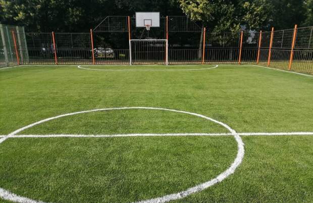 На территории школы на Таллинской обновили футбольное поле