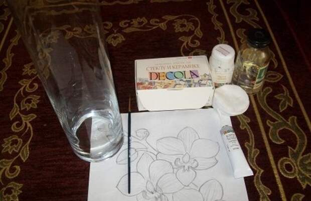 материалы необходимые для росписи вазы красками