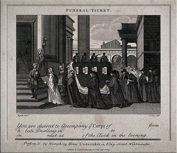 Пригласительный билет на похороны, 1809 год.