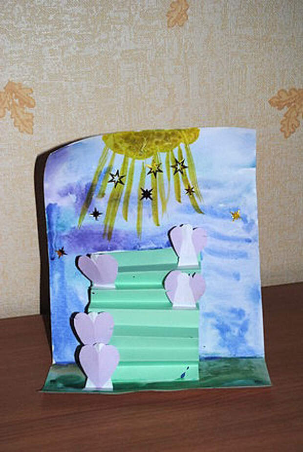 Лествица – Видение Иакова (Акварель, аппликация).