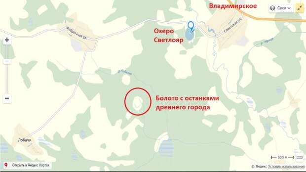 Карта местности с артефактом.