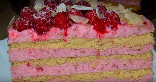 Торт без выпечки новым способом "Розовая мечта"