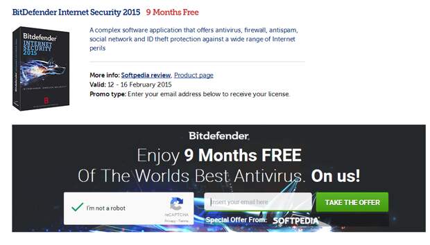 Bitdefender Internet Security на 9 месяцев бесплатно