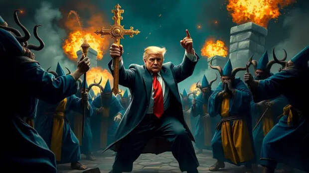 "Это библейское предупреждение": В Британии ужаснулись, рассмотрев скандальную картинку "Трампа в образе Иисуса"