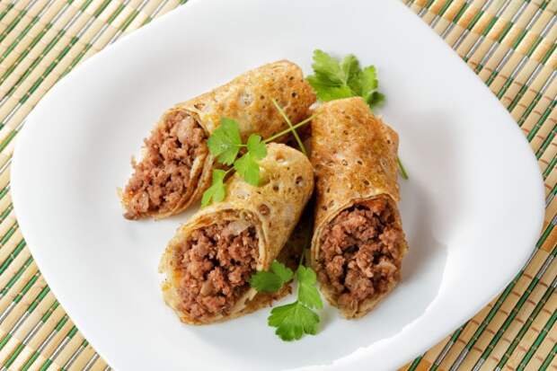 Блины с мясом к Масленице