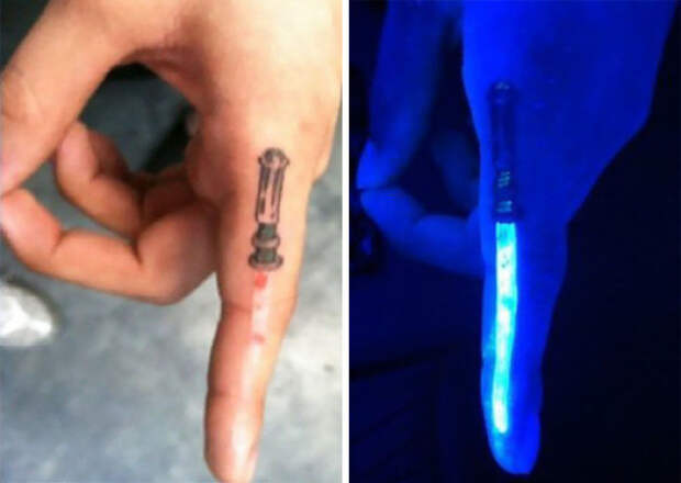 Secret Light-saber Tattoo That Shows Under Black Light