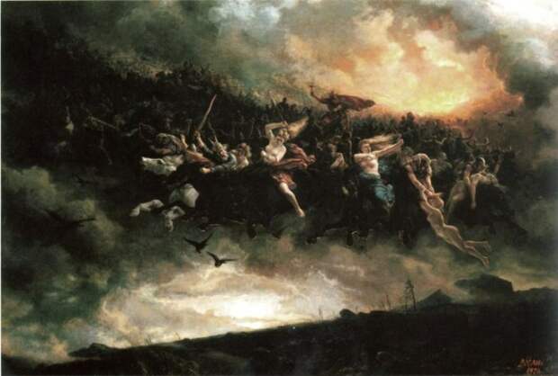 Питер Николай Арбо (Peter Nicolai Arbo) — «&#197;sg&#229;rdsreien» (Дикая охота Одина), 1872 год. 