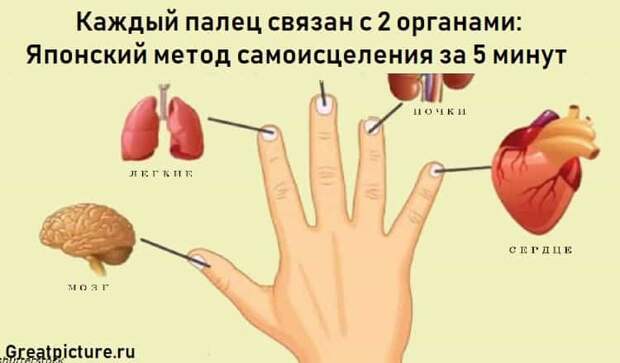 Каждый палец связан с 2 органами: Японский метод самоисцеления за 5 минут
