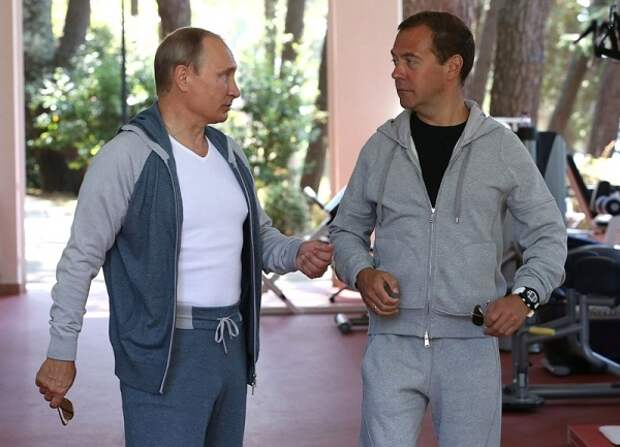 Тренировка, Владимир Путин и Дмитрий Медведев, Бочаров ручей|Фото: пресс-служба Кремля