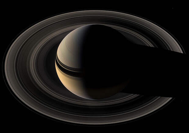 Сатурн бросает тень на свои кольца