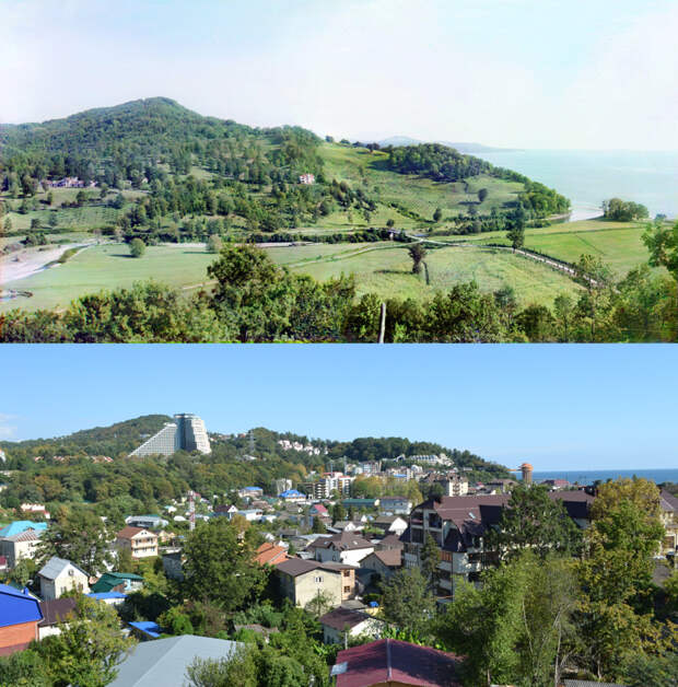 Панорама Дагомыса в 1012 и 2015 годах город, сочи, фото. история