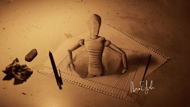 3d рисунки на бумаге.