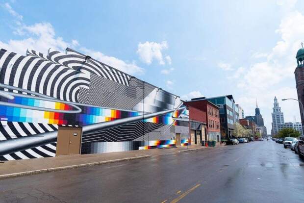 Волшебное зрелище: яркая цифровая фреска Felipe Pantone появилась на нью-йоркском концертном зале