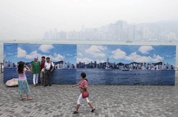 5. Фальшивый горизонт в Гонконге загрязнение, мир, фото