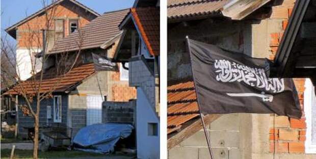 Флаг ИГИЛ в ваххабиском селе Ошве (Босния)