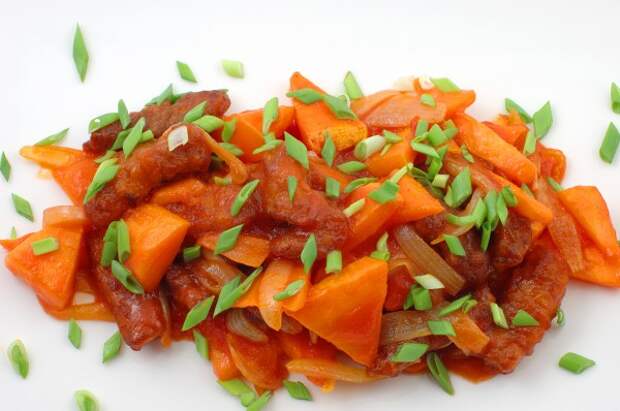 Мясо по-китайски с овощами