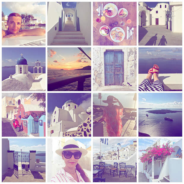 Montage of Instagrams from Santorini, Greece