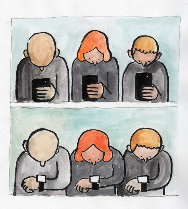 карикатуры на злобу дня, влияние гаджетов