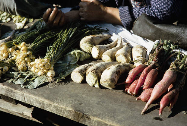 Russia, display of vegetables for sale at Khabarovsk market Russia, display of vegetables for sale at Khabarovsk market