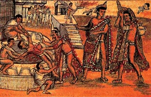Иллюстрация к книге Диего Дурана «История Индий Новой Испании» (1579 год). Привезенный в Мексику ребенком, Дуран позже вступил в орден доминиканцев и оставил красочные записки о жизни ацтеков