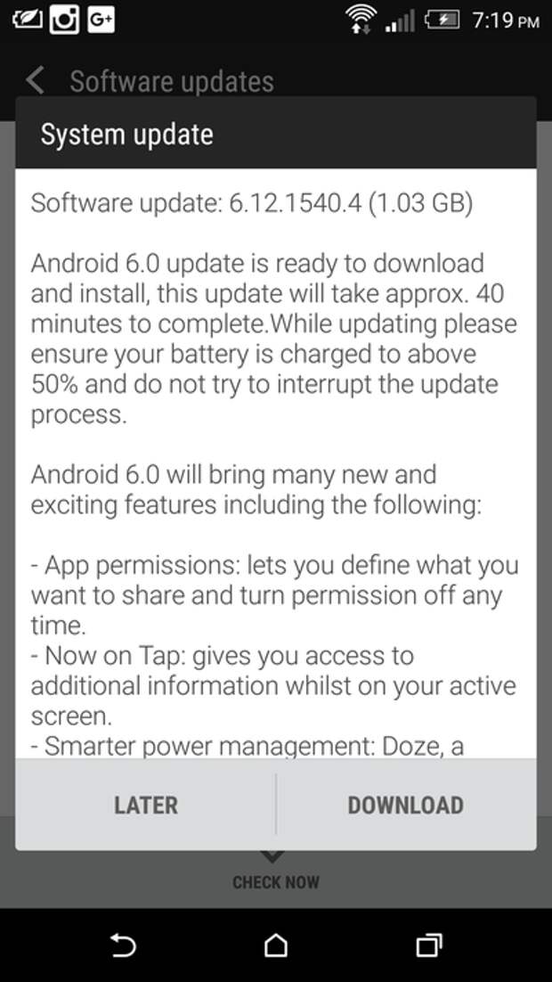 Обновление HTC One M8 до Android 6.0