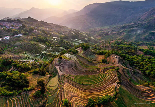 Террасные рисовые поля в Китае