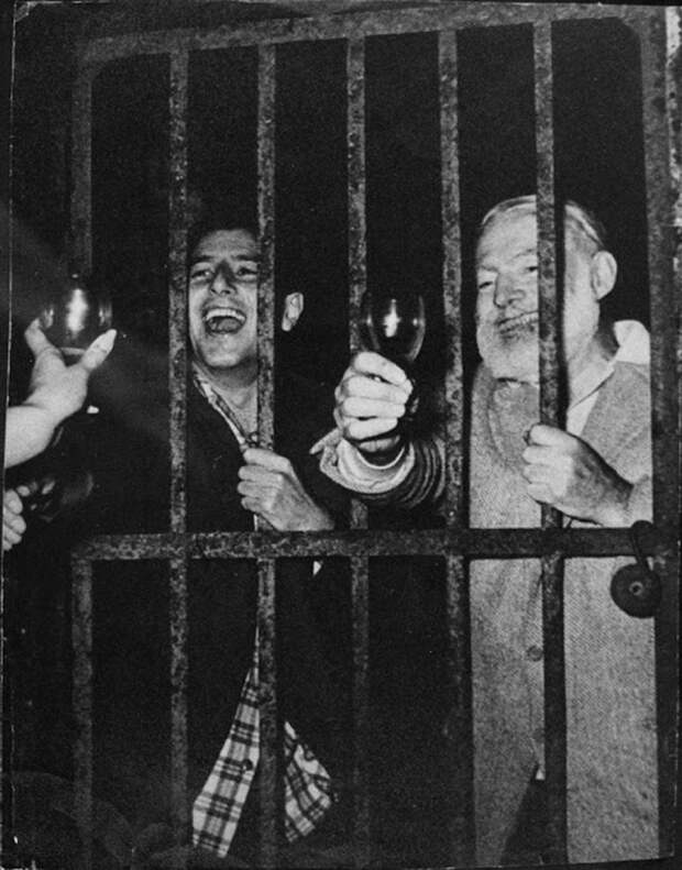 Ernest Hemingway after one of his parties.
