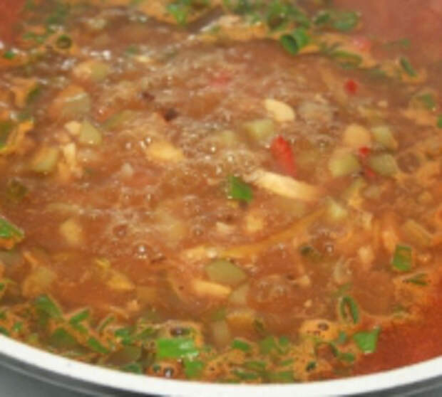 Острый мясной суп (второго дня)