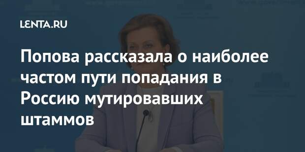 Попова рассказала о наиболее частом пути попадания в Россию мутировавших штаммов