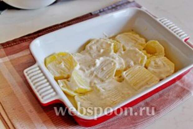 Смазать кисточкой, сметанным соусом.