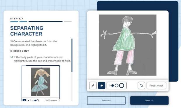 Нейросеть для создания мультфильмов Animated Drawings. Далее необходимо обвести всего персонажа до мельчайших деталей. Нейросеть для создания мультфильмов Animated Drawings. Далее необходимо обвести всего персонажа до мельчайших деталей. Фото.