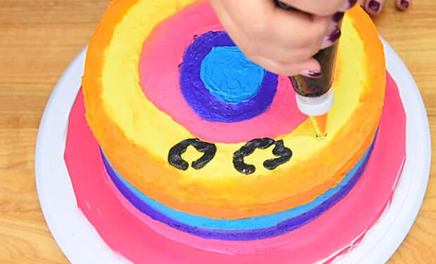 как приготовить торт с радужно-леопардовым рисунком 