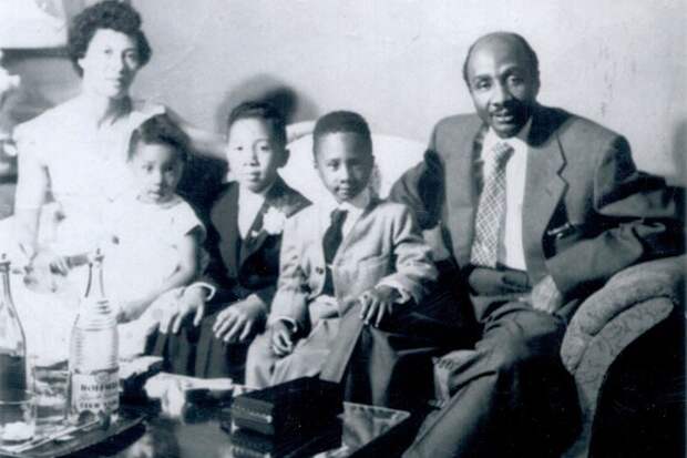 Paula Madison, with her brothers Elrick and Howard and parents Nell and Elrick Sr in Harlem, 1955.