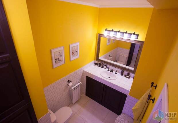 Желтая ванная, красивые ванные фото