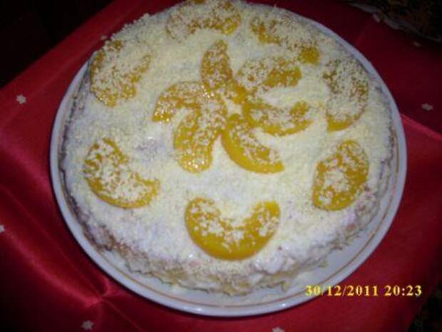 Торт "Рафаэлло с персиками"