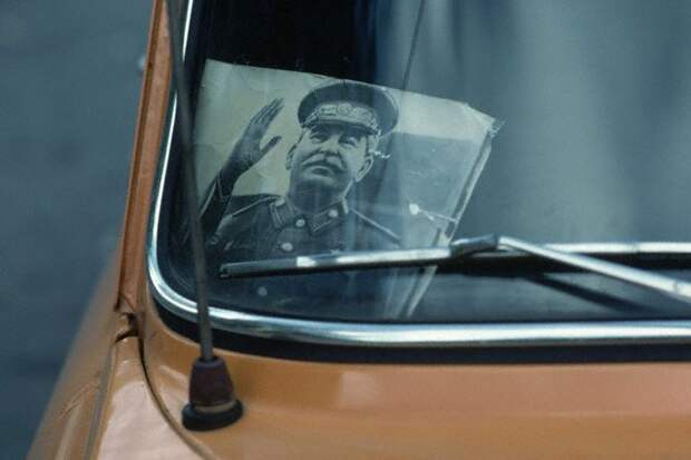 Stalin Portrait in Taxi Window