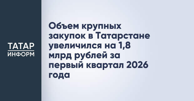 Объем крупных закупок в Татарстане увеличился на 1,8 млрд рублей за первый квартал 2026 года