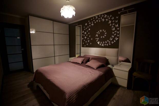 Уютная спальня, красивые спальни фото, настенное панно бабочки