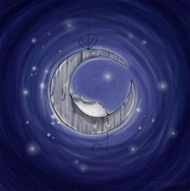 Луна и звезды животные, иллюстрации, крысы