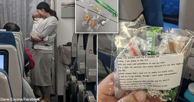 Мама с 4-месячным малышом в самолете нашла способ успокоить всех пассажиров