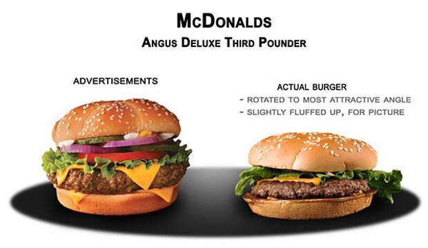 Реклама против реальности McDonalds Angus deluxe third pounder