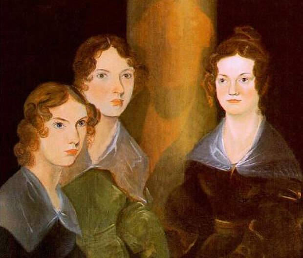 Энн, Эмили и Шарлотта. Портрет написан их братом Бренуэллом, который стёр своё изображение с полотна.jpg
