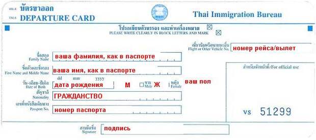 departure card