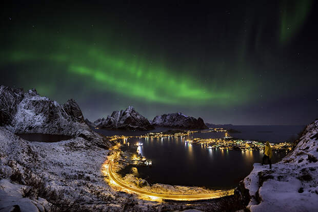 Северное сияние на Лофотенских островах, Норвегия